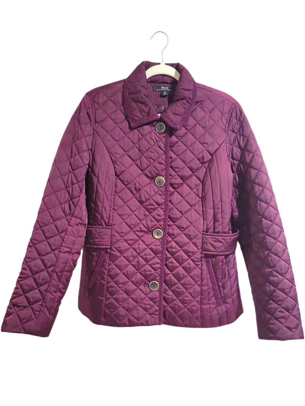 Preston & York Dark Magenta Quilted Long Sleeve Jacket Size M Lightweight Fitted - Picture 2 of 14